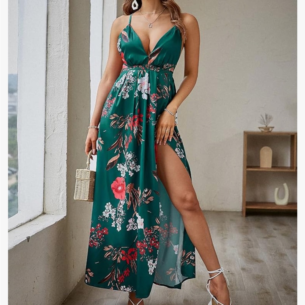 NWT floral green dress xs